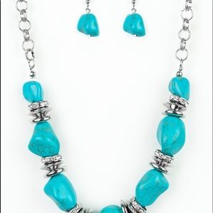 Blue necklace and earrings set